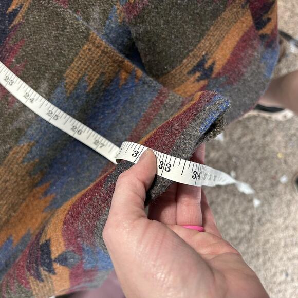 Andrea Marin Coat Womens Large Multicolor Hooded Wool Blend Aztec Boho Southwest - Picture 11 of 15